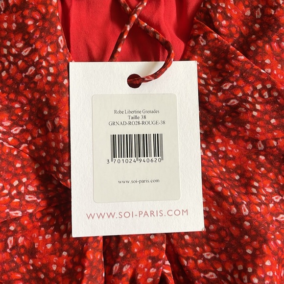 Red silk wrap dress Soi Paris 38 - Picture 8 of 10